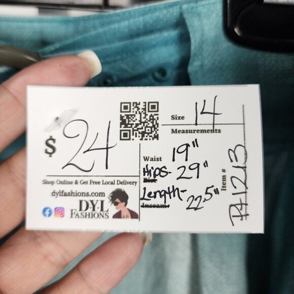 Mexx Blue Hombre Belted Linen Knee Length Skirt Size 14 - Picture 7 of 7